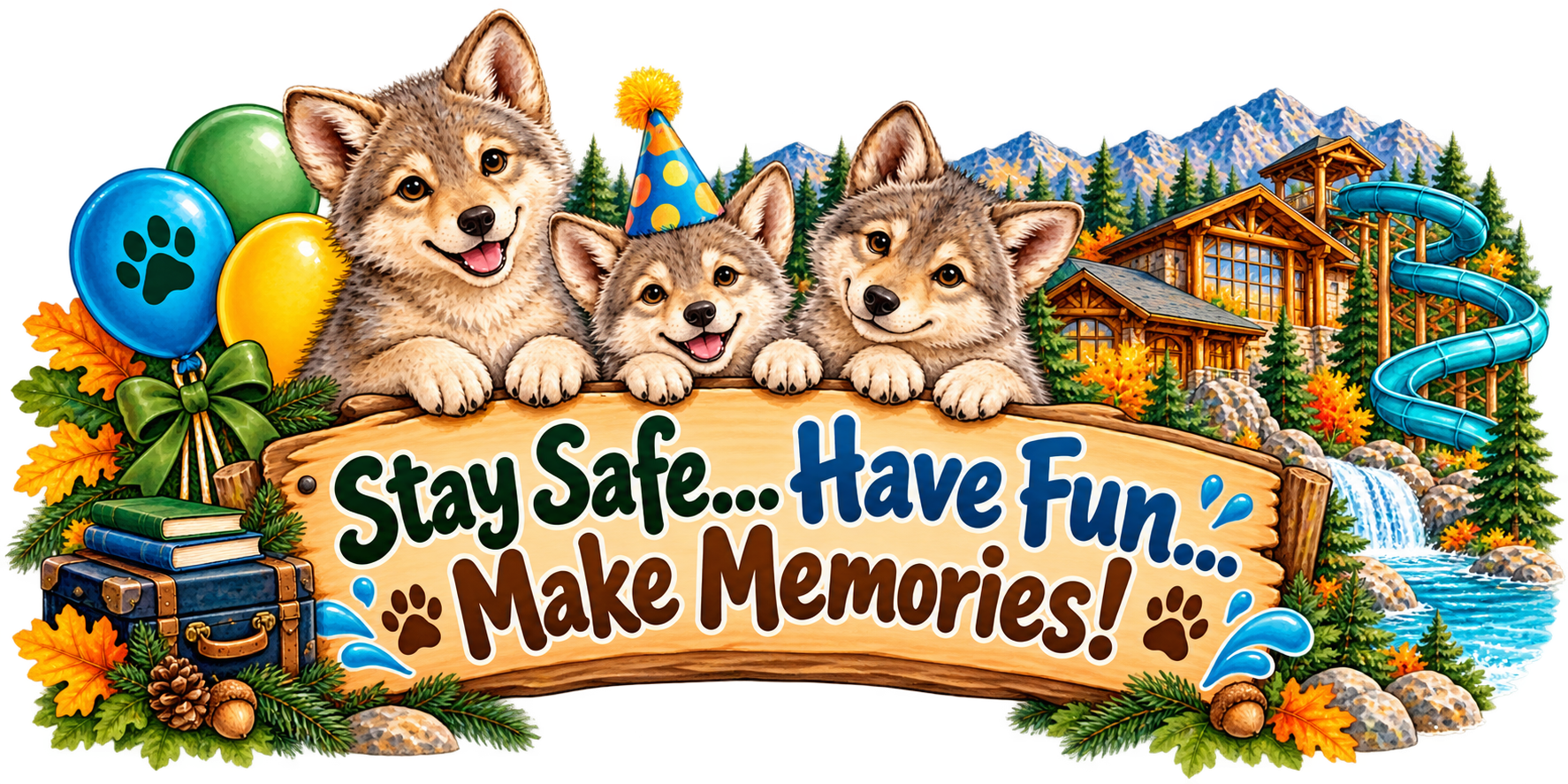 Stay Safe...Have Fun...Make Memories! — wolf pups at Great Wolf Lodge