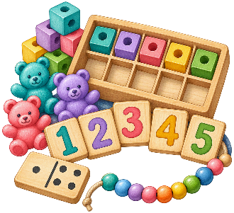 Colorful watercolor math manipulatives